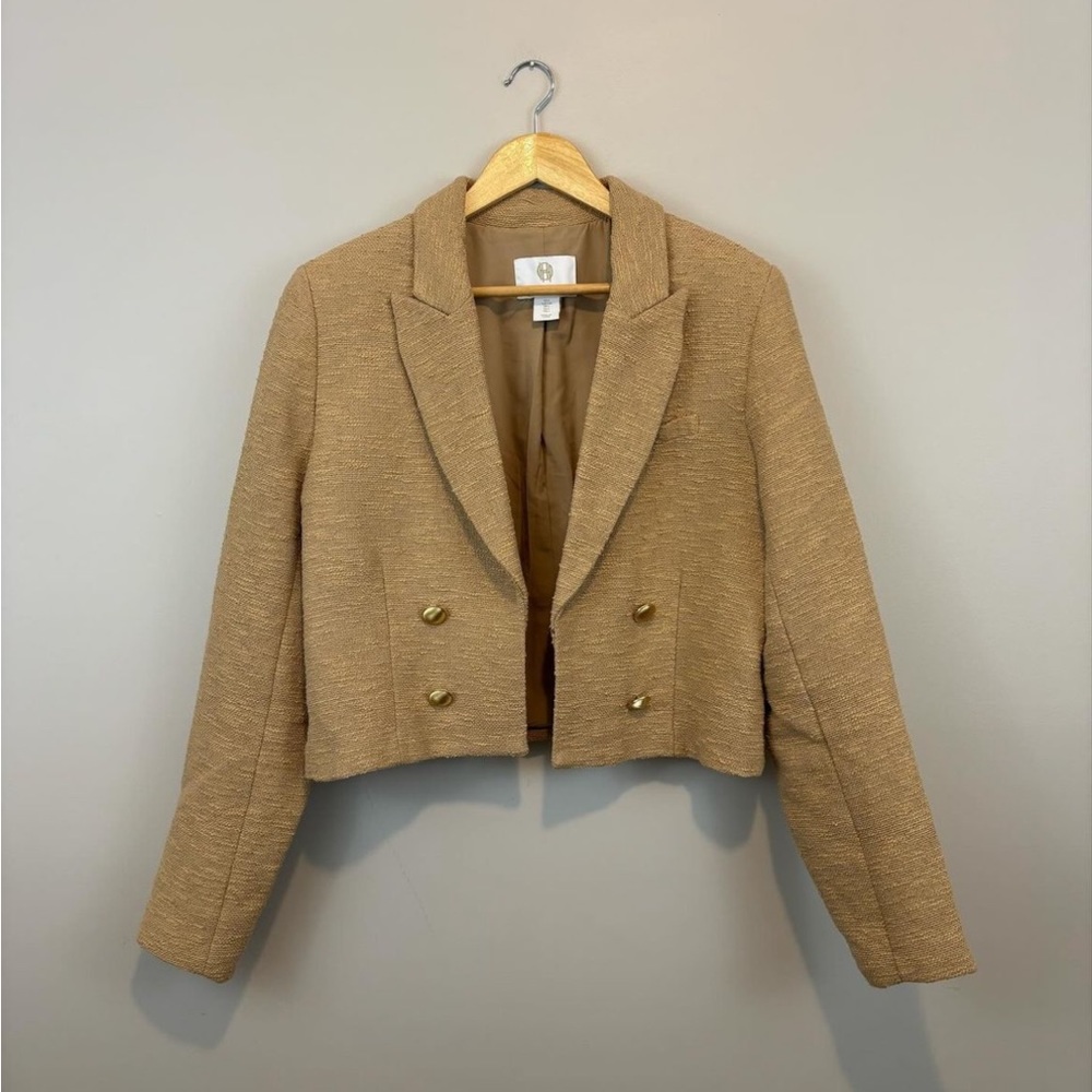 House of Harlow tan tweed blazer jacket